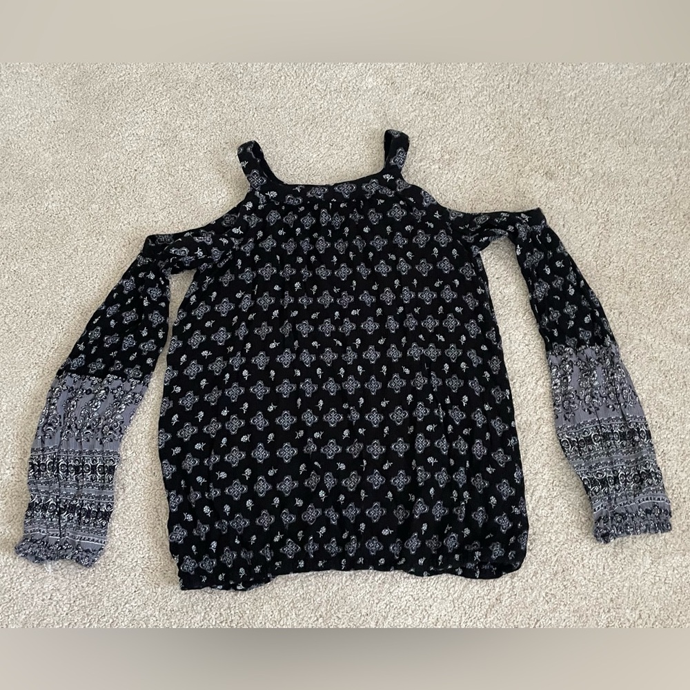 Black and white cutout long sleeve bohemian blouse from Mossimo Supply Co.